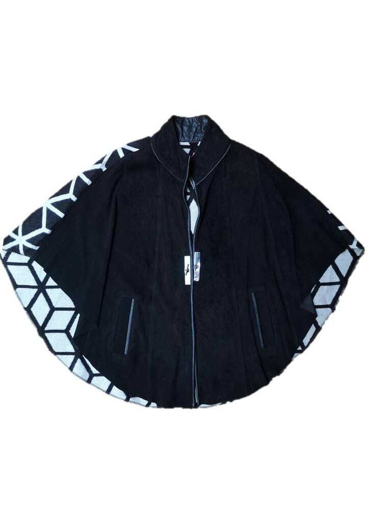 Thumbnail: Suede Cape Black and cubes fabric