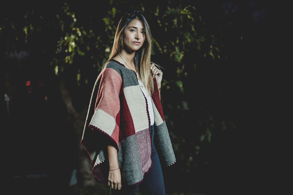 Thumbnail: Equestrain Shawl gray burgundy coral