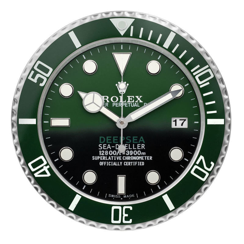 Rolex Deepsea full green dial wall clock front view