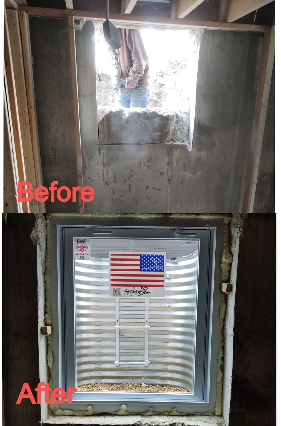 Window Well inside before and After