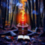 mind body enlightenment and books. woodland nature mysterious earthy. fire and smoke. fall