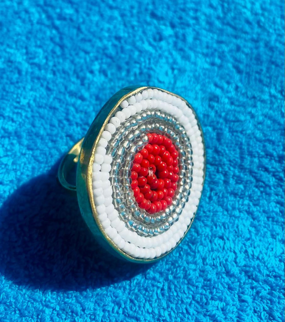 African Beads Brass Ring