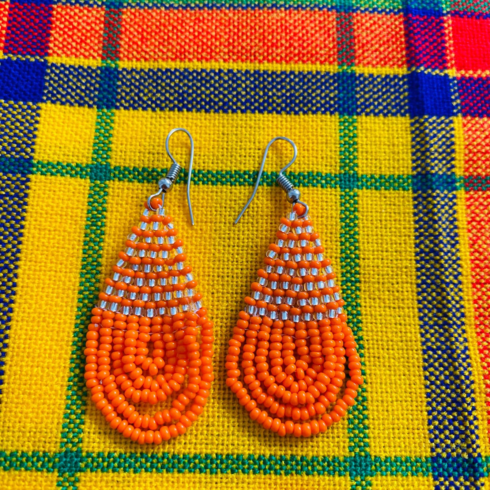Orange African Bead Earrings