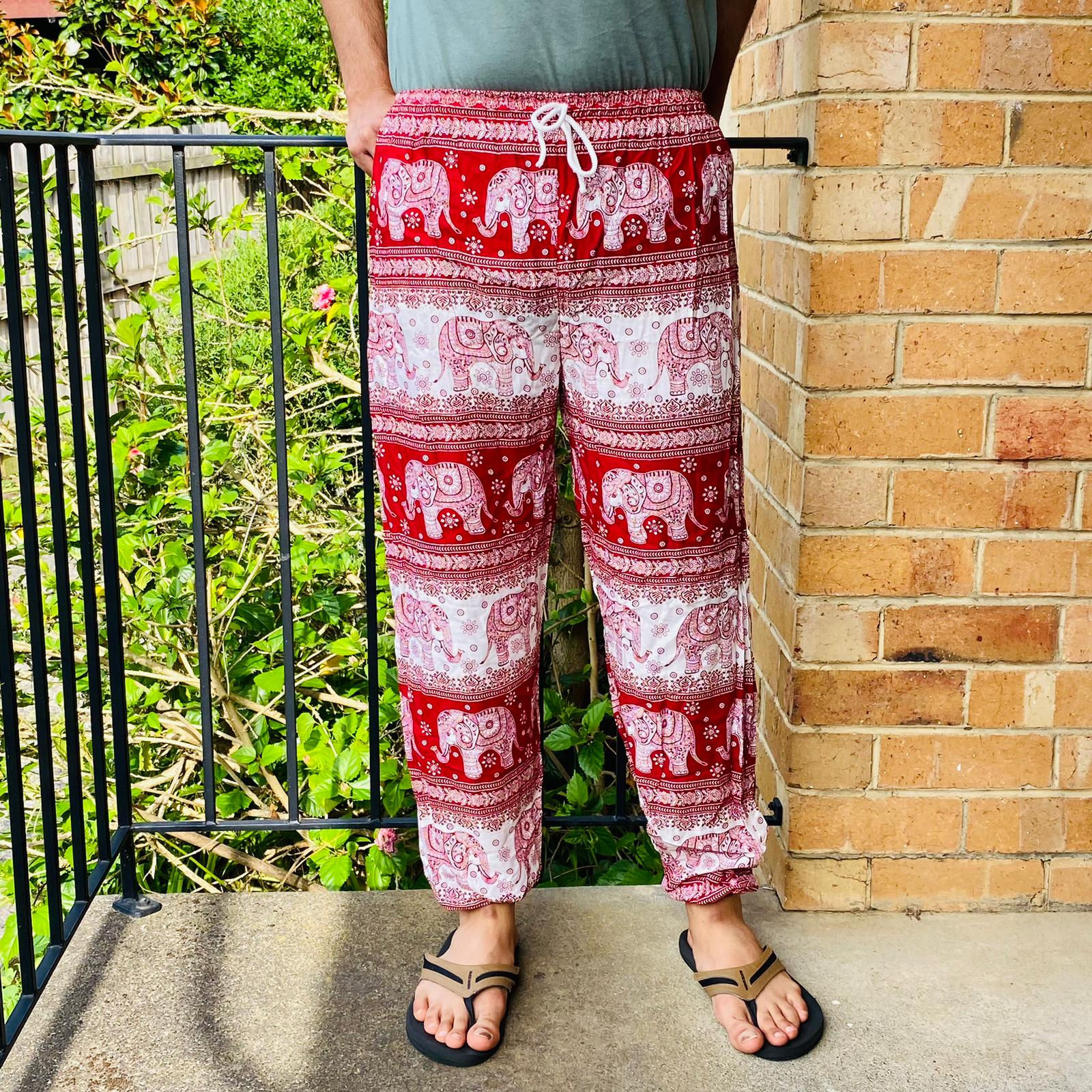 Elephant Print Cotton Pants
