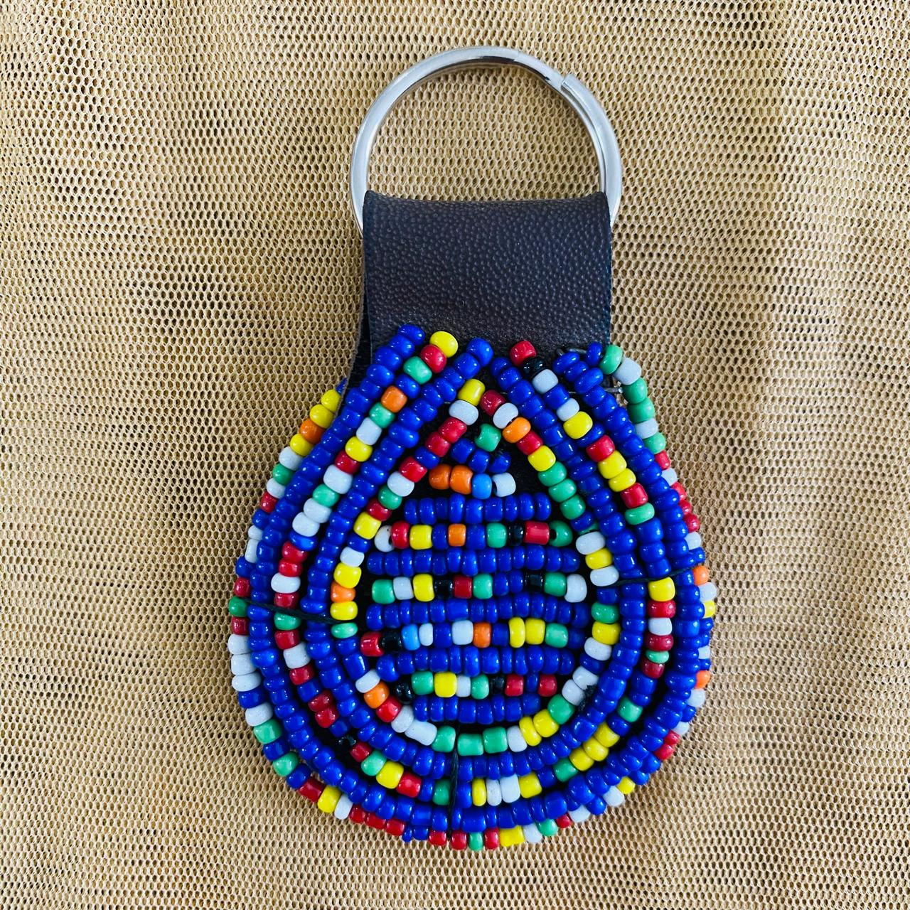 African Beads Leather Keyring
