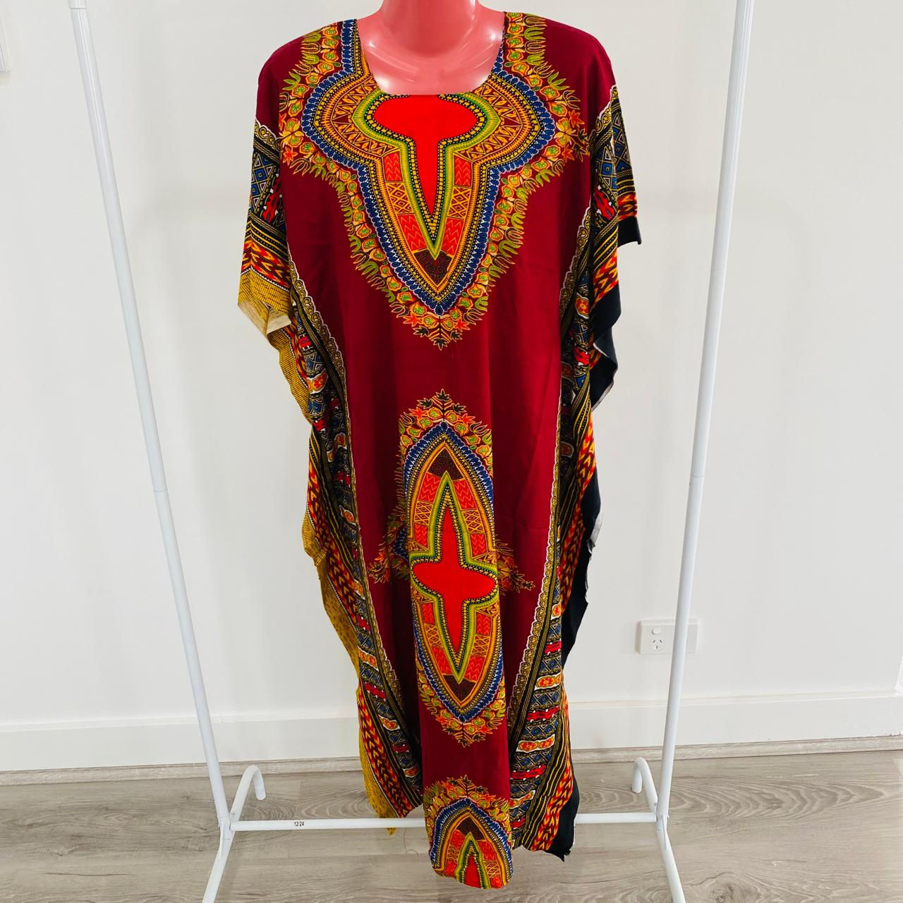Maroon African Print Kaftan
