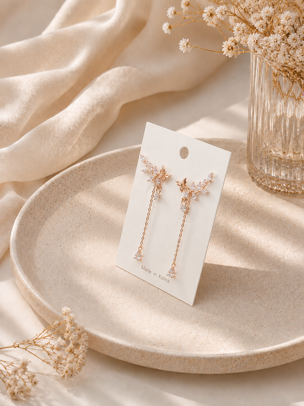 Thumbnail: Butterfly Leaf Chain Drop Earrings