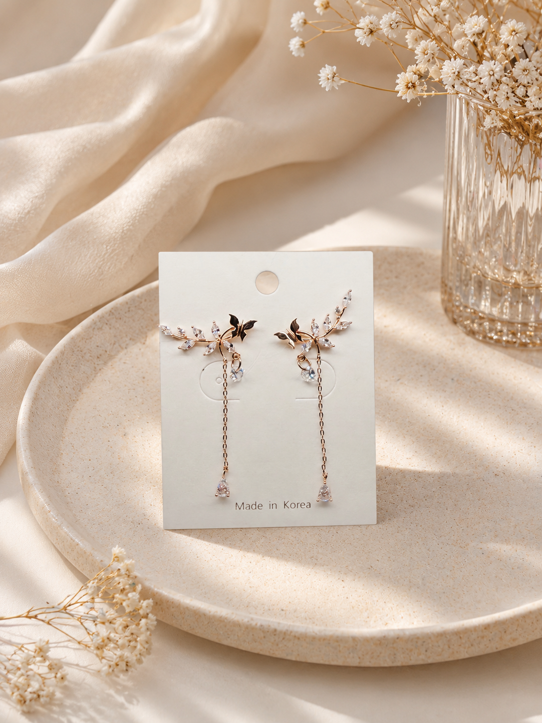 Butterfly Leaf Chain Drop Earrings