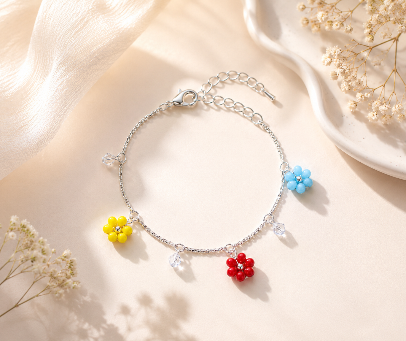 Floral Charm Bracelet for Women