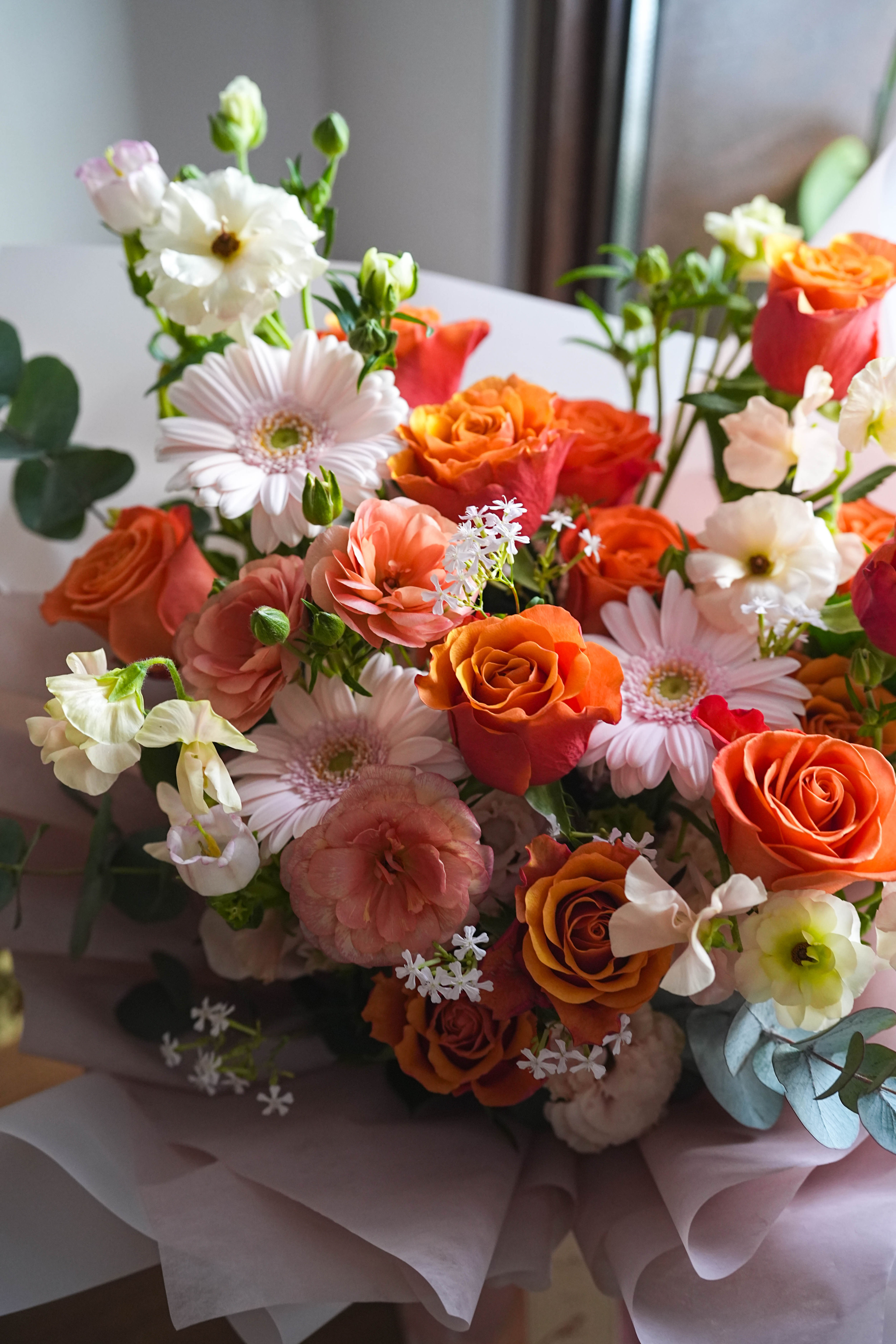 Burnt Orange Rose w/Gerbera |Flower Bouquet