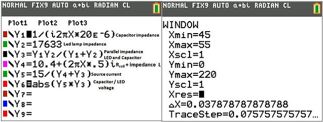 Y-editor used as formula editor to analyze the series resonance circuit