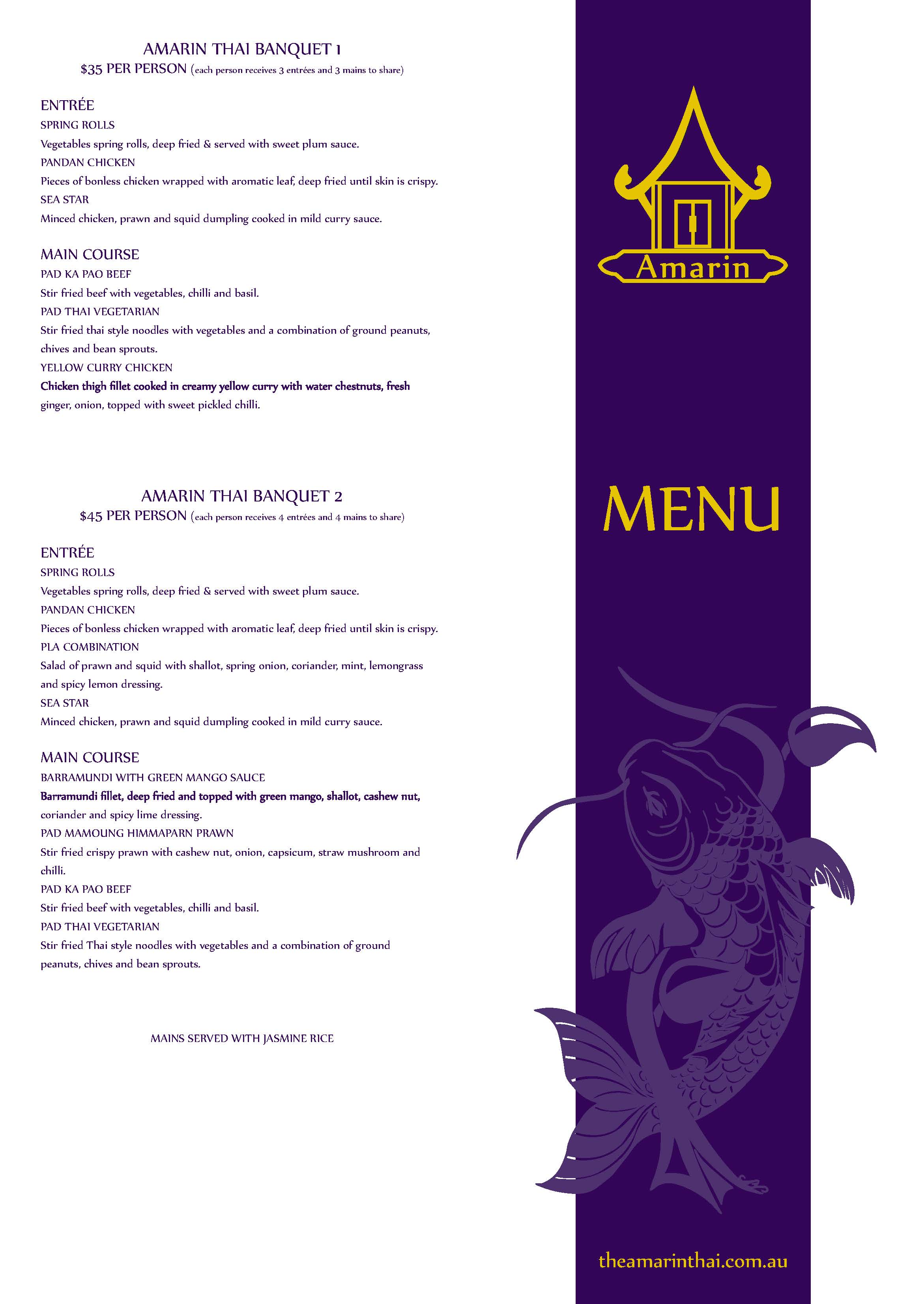 Amarin Thai Menu