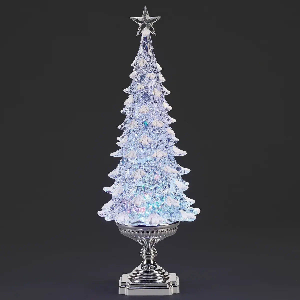 Lighted White Tree Rotating Lights