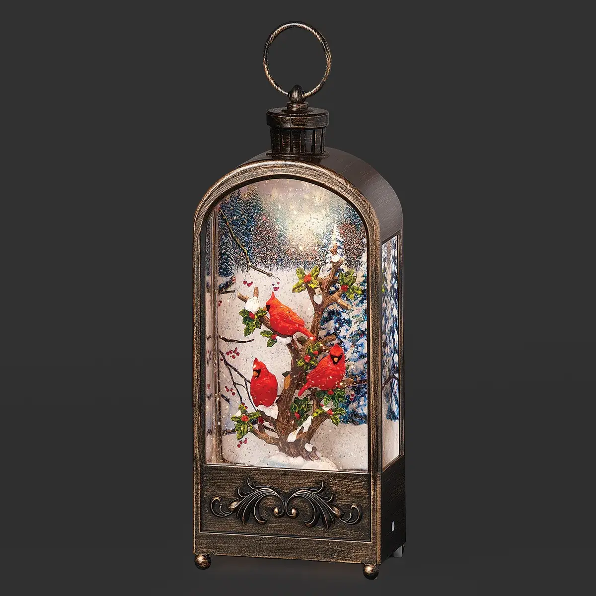Confetti Lites™ Lighted Swirl Bronze Arch Lantern with Cardinals