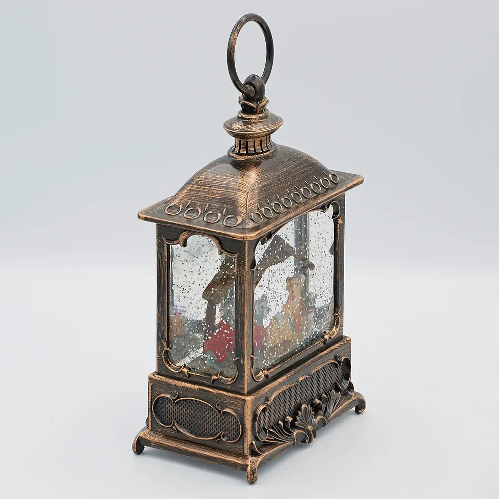 Thumbnail: Confetti Lites™ Lighted Swirl Bronze Lantern with Canine Holy Family