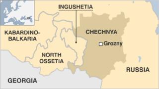 Map of Chechnya and surrounding regions