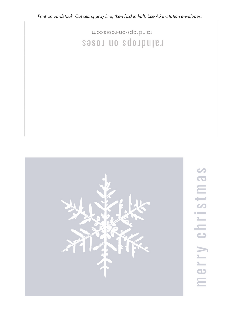 Printable Snowflake Christmas Card in Seven Colors