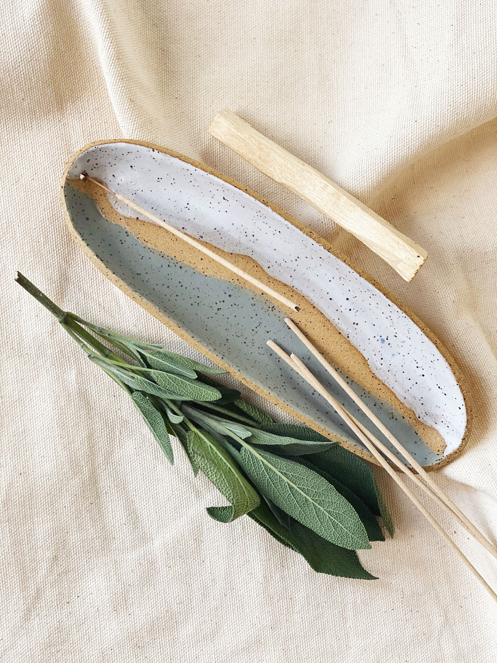 Thumbnail: incense / smudge dish in white & coast