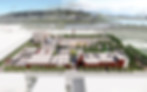 A bird's-eye view rendering of the new San Francisco Fire Department Division of Training facility.