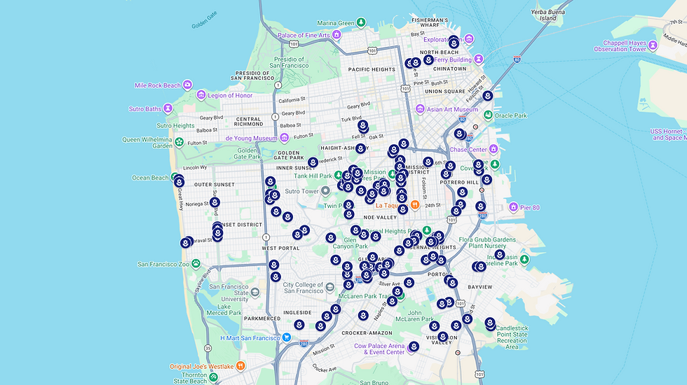 Street park locations in San Francisco.