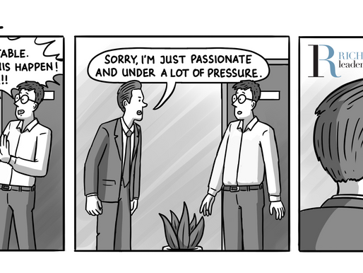 leadership comic about controlling your emotions in front of employees: Are you actually just being a jerk? 