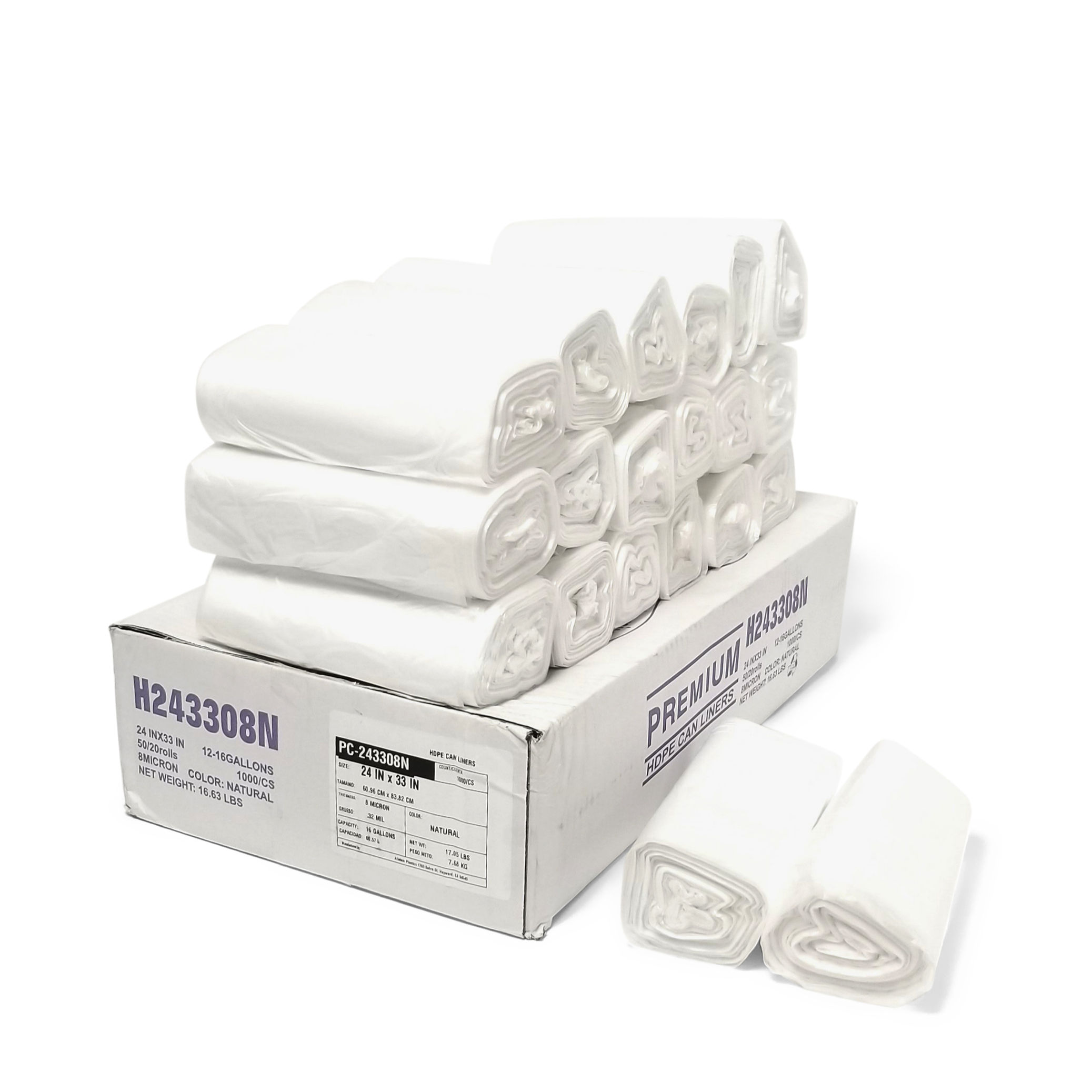 Trash Bags, 24X33 8-MIC, 1000/ Case