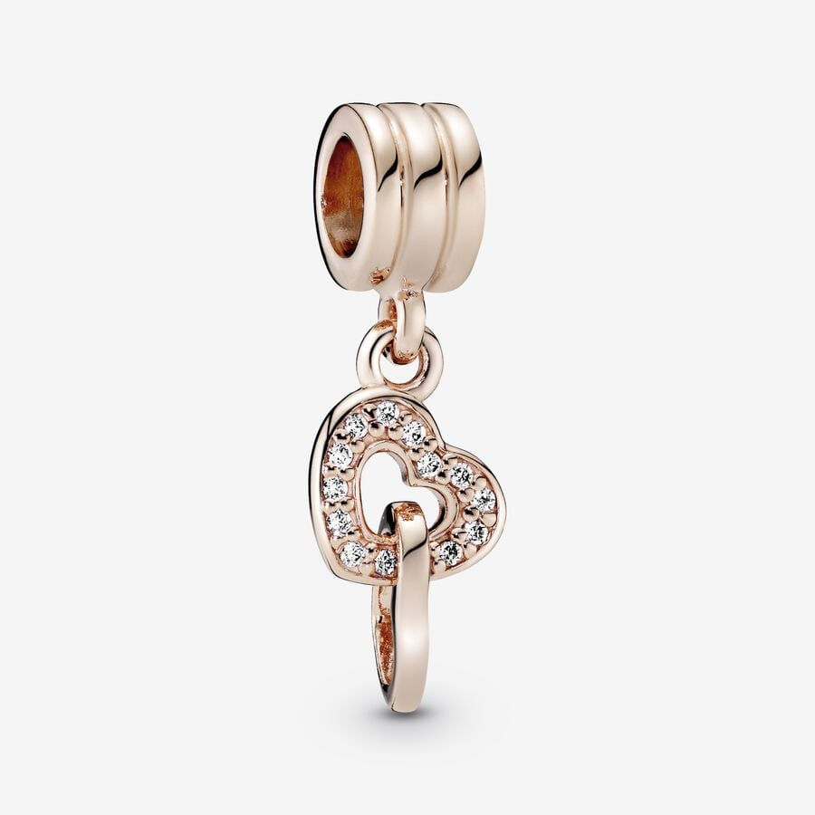 Miniatura: Pandora Interlocking Hearts Dangle Charm Rose gold