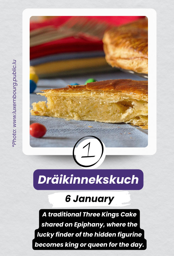 Dräikinnekskuch (Three Kings Cake) — 6 January