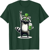 Raccoon St. Patty's Clover Beer Funny St. Patrick's Day T-Shirt
