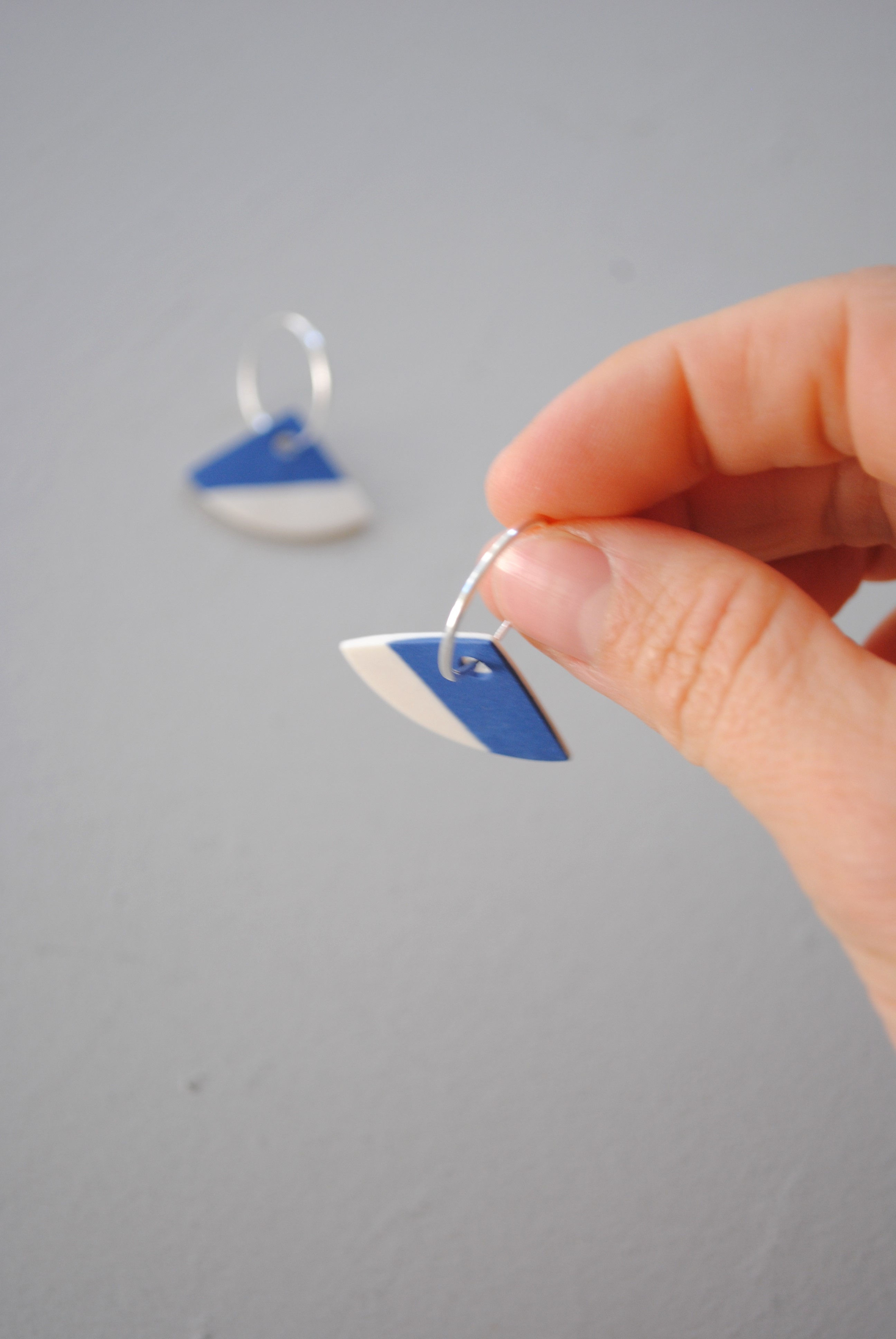 Summit Hoop Earrings in Blue and White