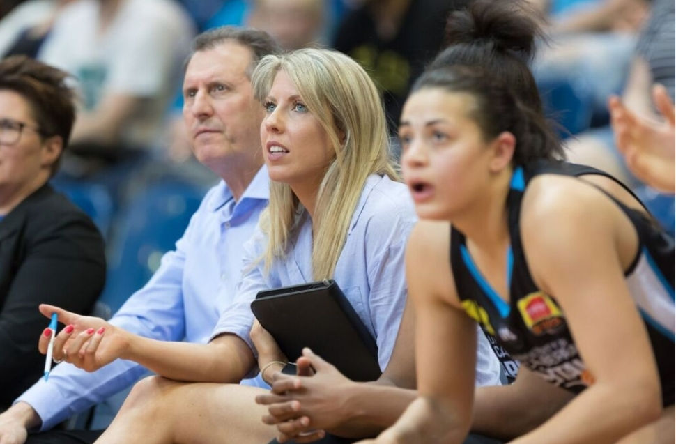 All Teams Culture speaker Carly Wilson courtside during a high pressure game moment