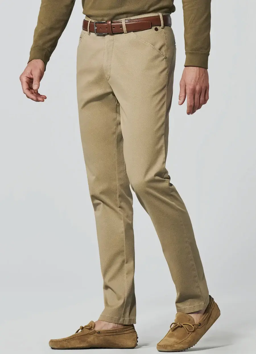 MEYER Trousers - Chicago 5056 Two-Tone Super-Stretch Cotton Chino - Sand