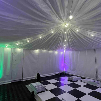 Black and white dance floor in marquee Glasgow