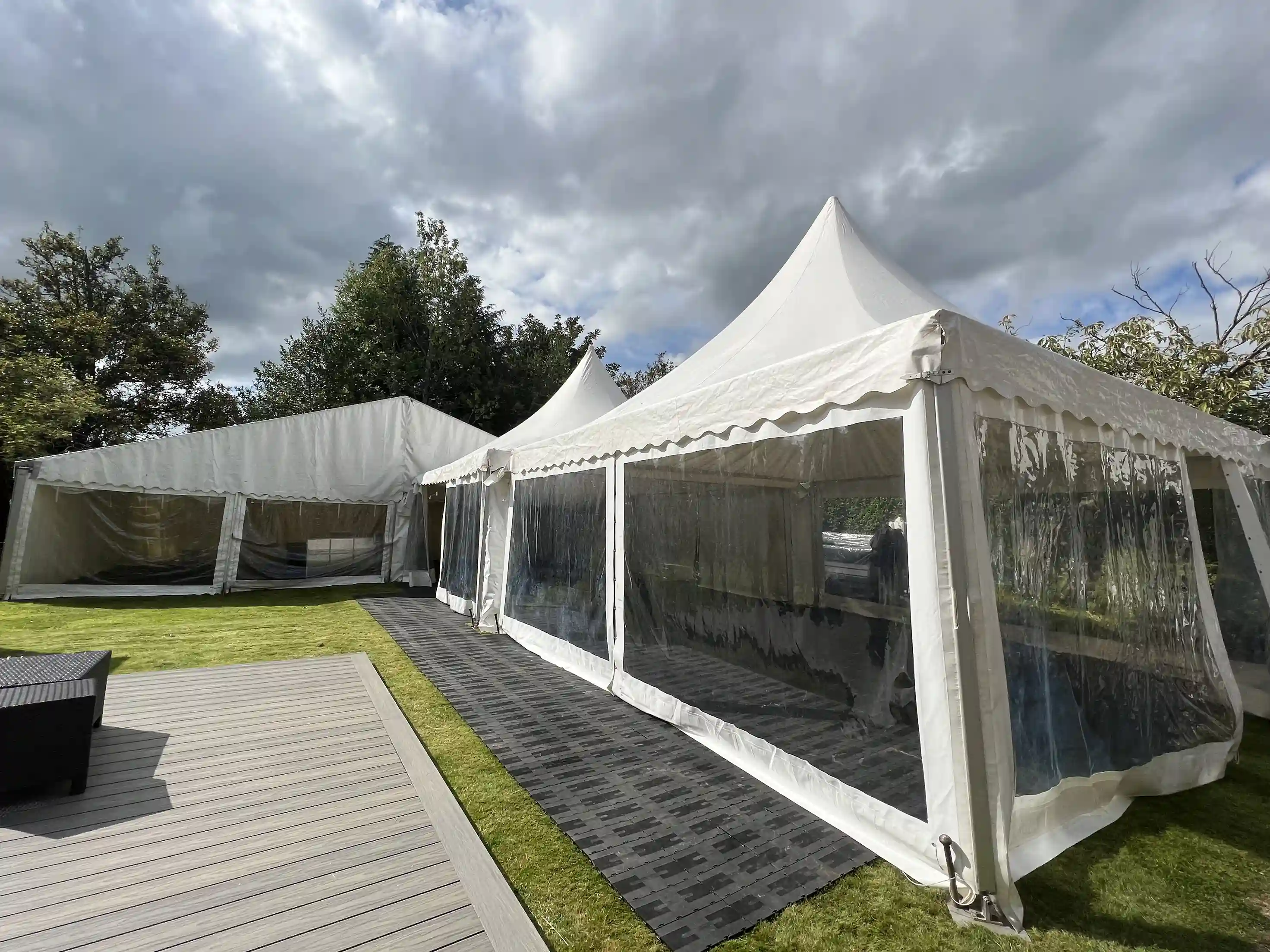 Clear marquee and pagoda