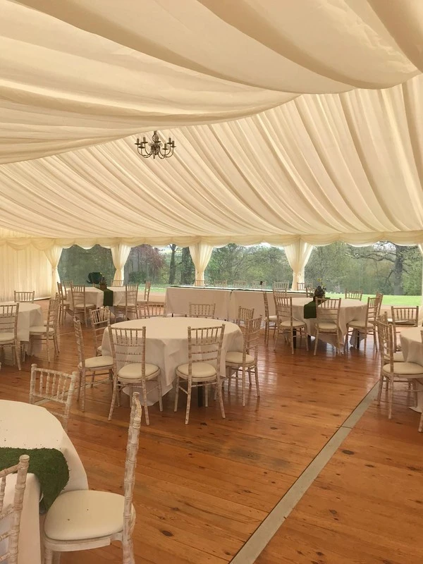 wedding tables in marquee