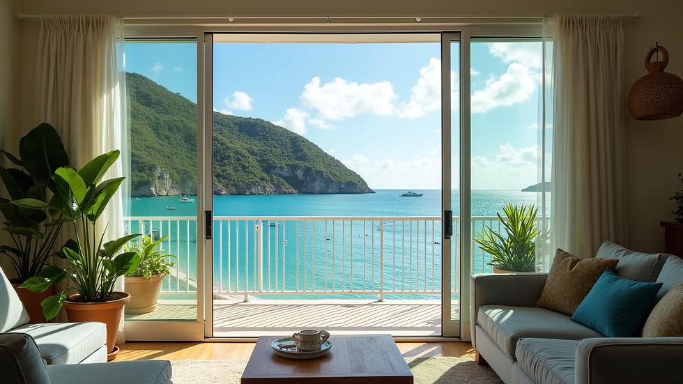 Eye-level view of a beachfront condo in St. Thomas