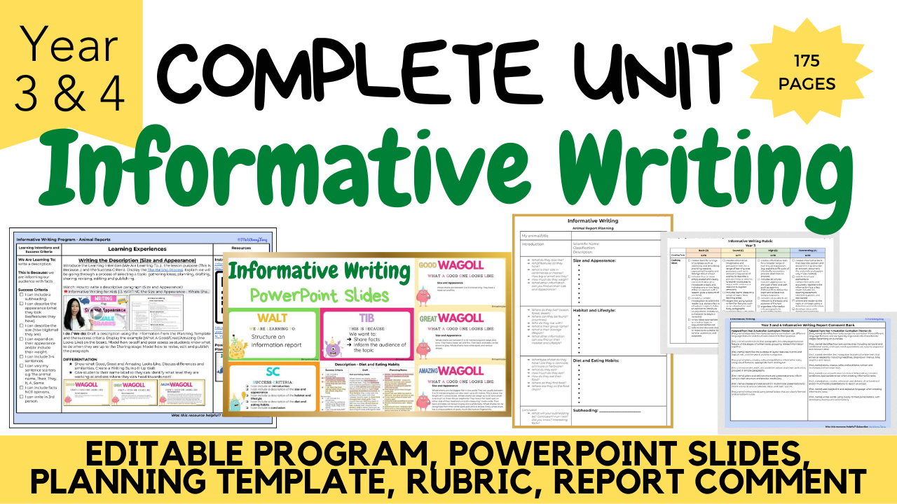 Complete Year 3 and 4 Informative Writing Unit