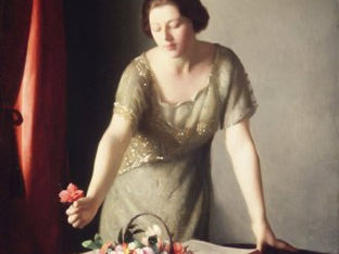 William McGregor Paxton: Girl Arranging Flowers