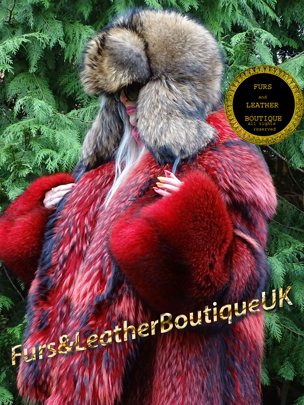 Pikkukuva: 🔥 LUXURY SAGA HONEY FINN RACCOON FUR AVIATOR HAT EXTRA DEEP XXL 24"