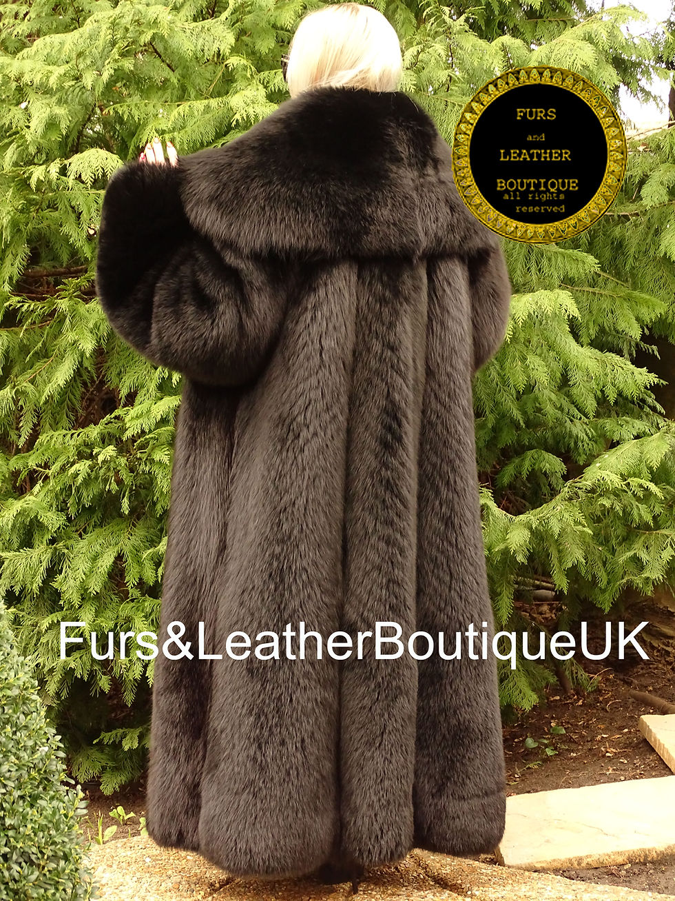 Thumbnail: 🔥NEW IMPERIAL SKIN TO SKIN SAGA BLACK FOX FUR LONG COAT HUGE COLLAR 2XL+