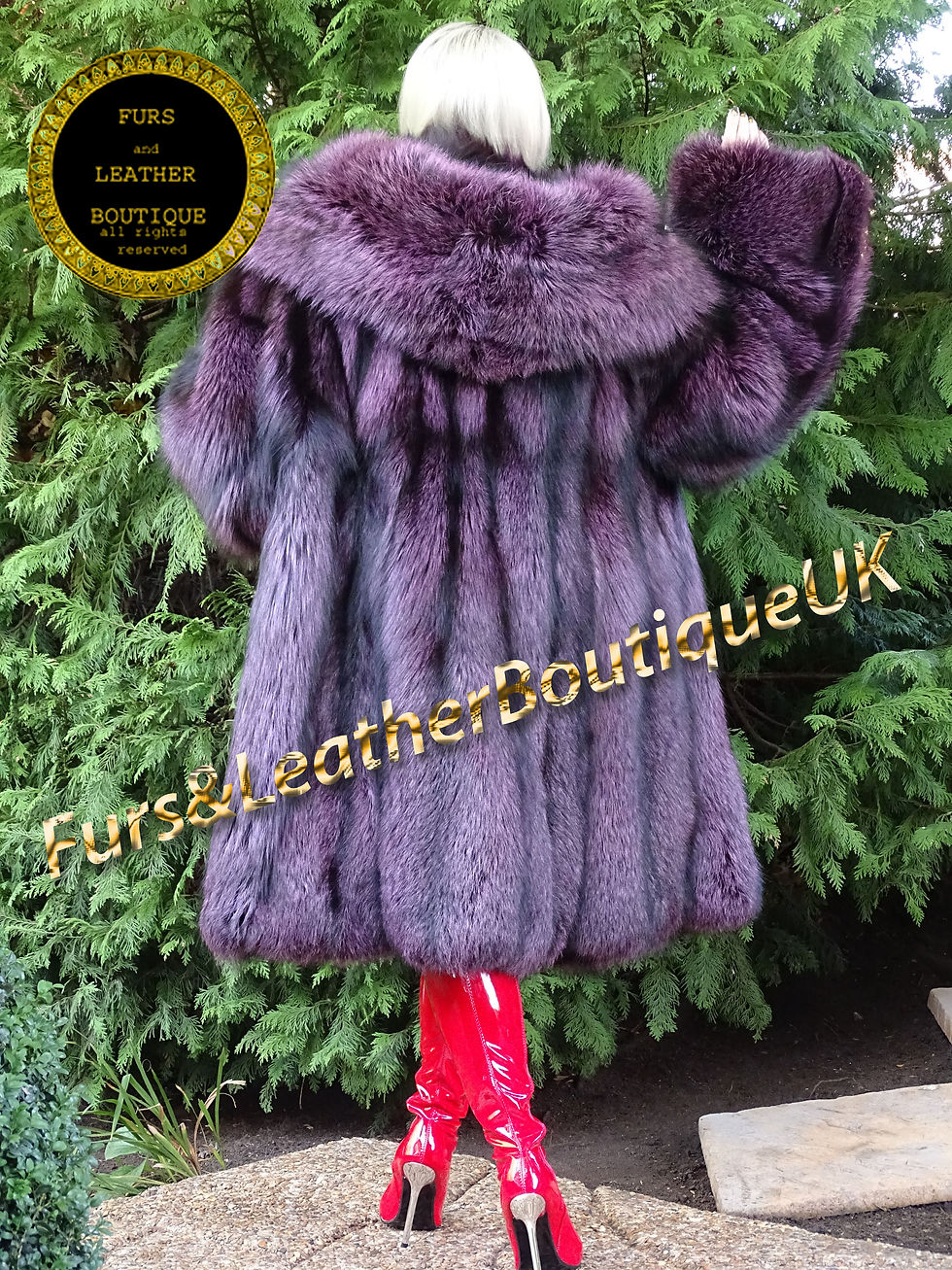 Thumbnail: 🔥NEW LUXURY SAGA SKIN TO SKIN PURPLE AMETHYST SILVER FOX PARKA COAT 3XL+