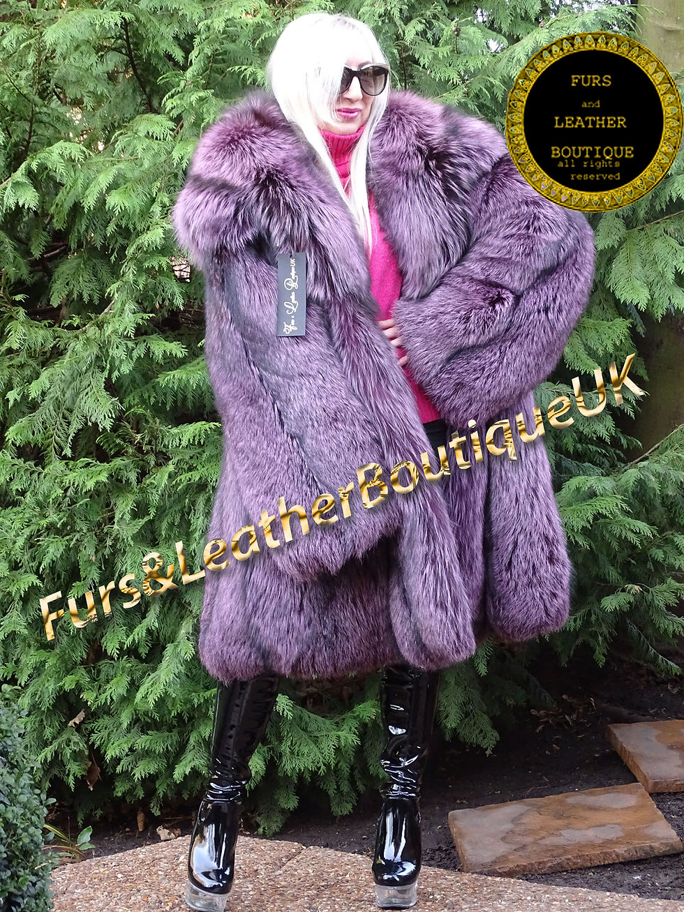 Thumbnail: 🔥NEW LUXURY SAGA SKIN TO SKIN PURPLE AMETHYST SILVER FOX PARKA COAT 3XL+