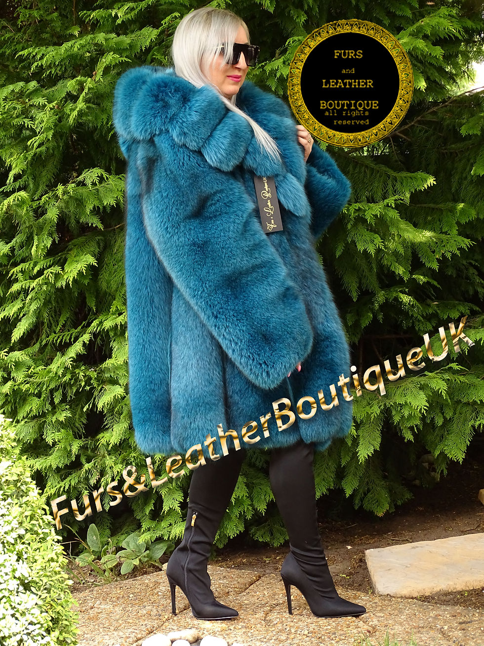 Thumbnail: 🔥NEW LUXURY SAGA SHADOW EMERALD GREEN FOX FUR STROLLER COAT PARKA HOOD 3XL+