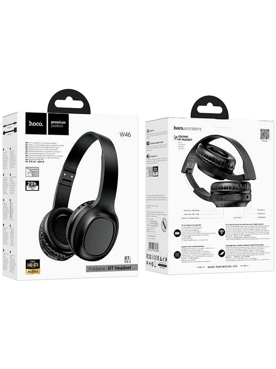 Küçük resim: Hoco W46 Hi-Fi Audio Katlanabilir Bluetooth 5.3 Kablosuz Kulaküstü Kulaklık