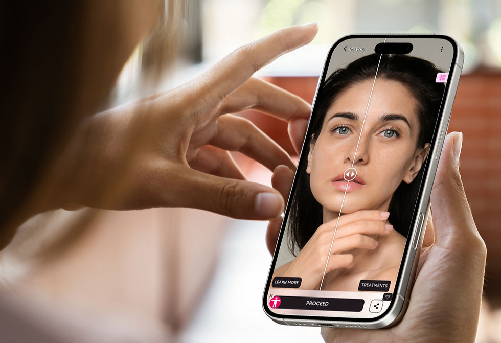 Woman trying the AI Simulator on her own face