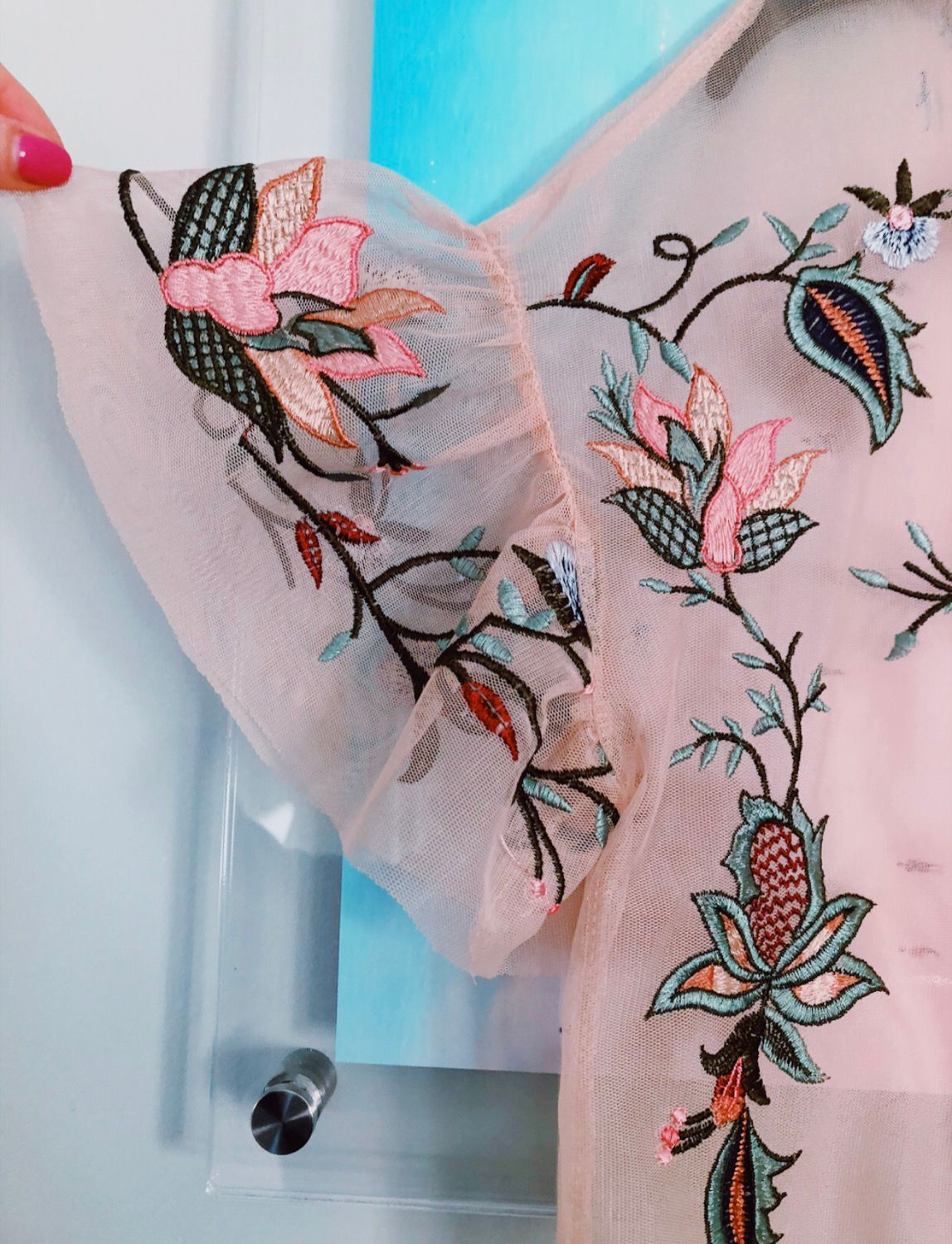 Mesh Embroidered Top