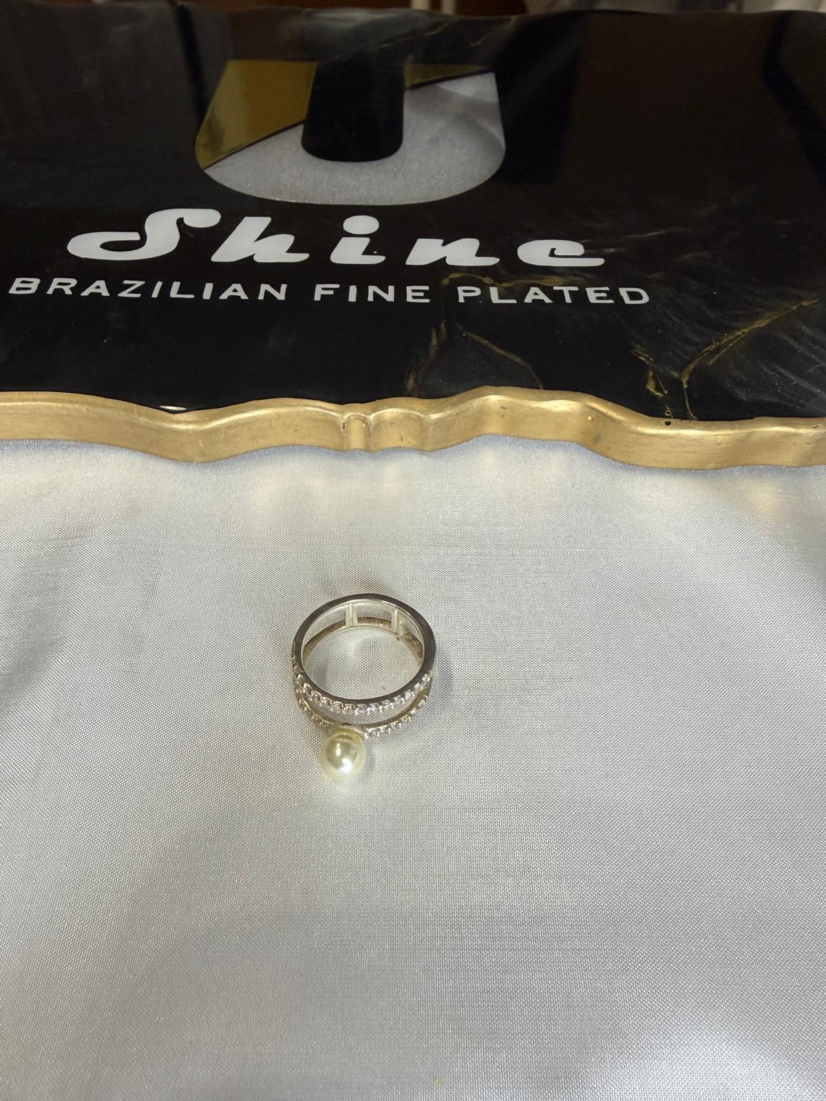 Sliver Pearl Ring studded with Gemstones
