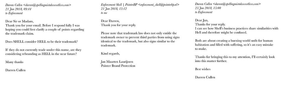 My correspondence with Shell's lawyer