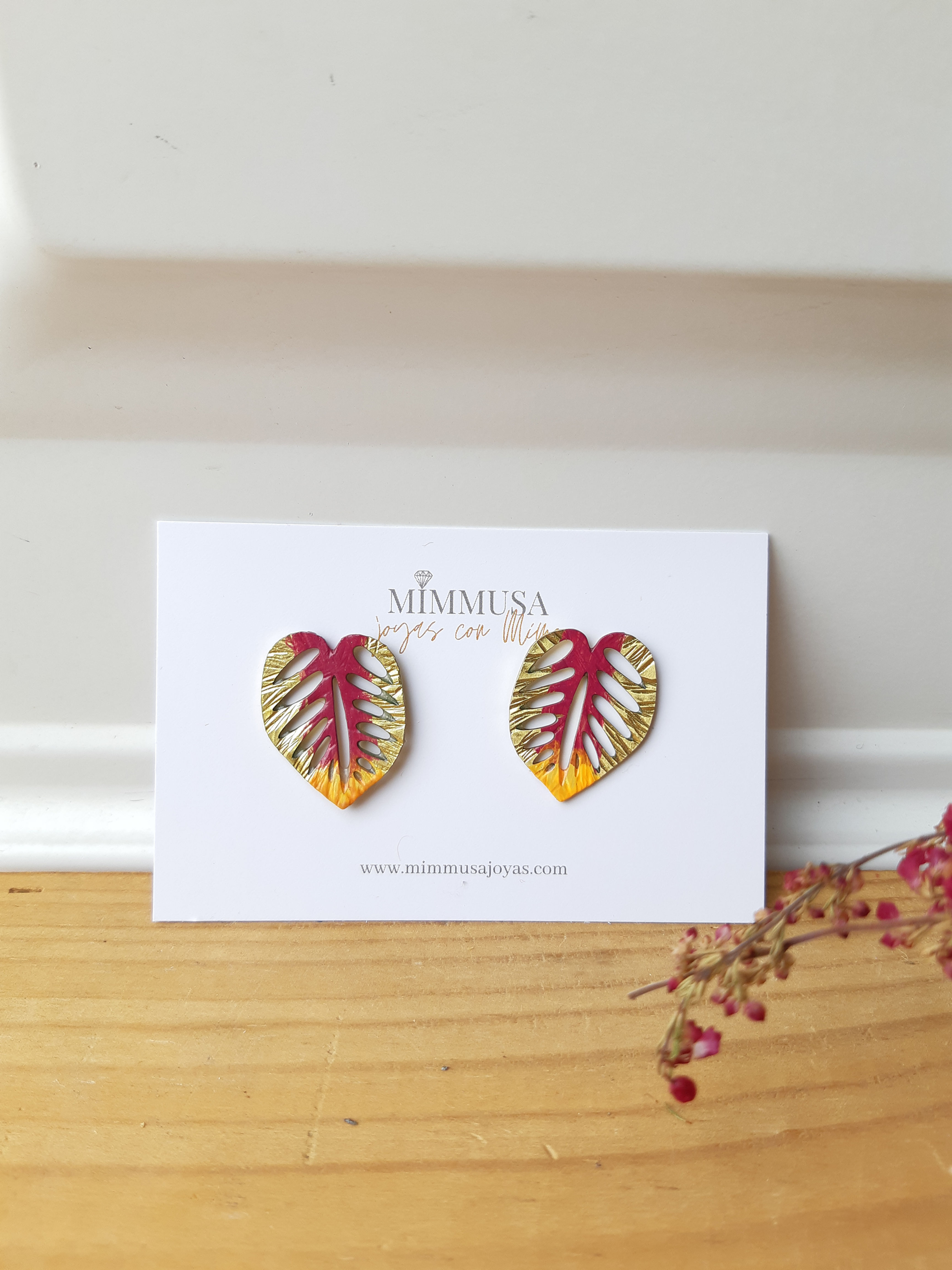 Pendientes Monstera Frambuesa
