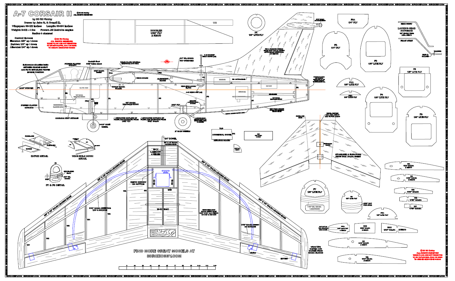 A7 Corsair II Plan by 3D RC Hobby